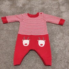 Next Baby Red Playsuit All In One with Reindeer Design 0-3 Months ideal for Xmas
