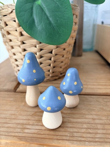 Trio blue wooden toadstool - trio,