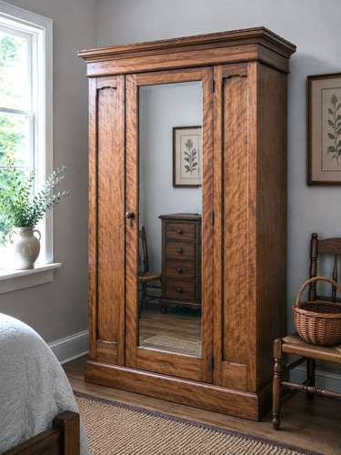 Victorian satin birch wardrobe - victorian,