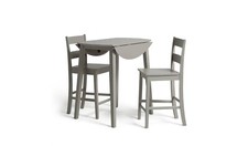Chicago Extending Grey Bar Table & 2 Grey Stools