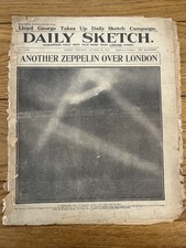 THE DAILY SKETCH - ZEPLIN OVER LONDON ORIGINAL NEWSPAPER - 14th OCTOBER 1915