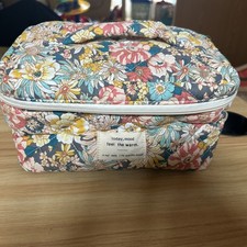 Beautiful Autumnal Coloured Floral Design Quilted Rectangular Make Up Bag Gift