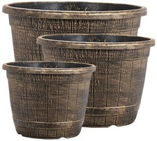 Bronze wooden barrel - bronze, plant