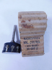 RADIOSPARES VOLUME CONTROL ( WIRE WOUND ) 20 000 OHM ~ BRITISH MADE