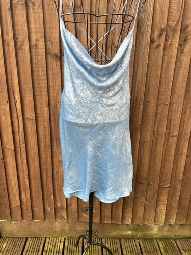Zara blue satin slip dress - blue,