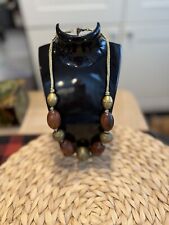 Adjustable Necklace Chunky Wooden Beads Hippy Boho Vintage 