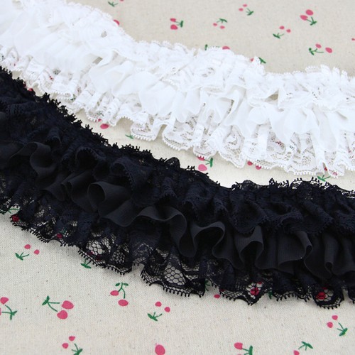Layer pleated floral lace - 1m,