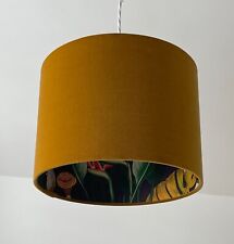 Lampshade Mustard Yellow Velvet Aubergine Wonderland Jungle Leaves Drum