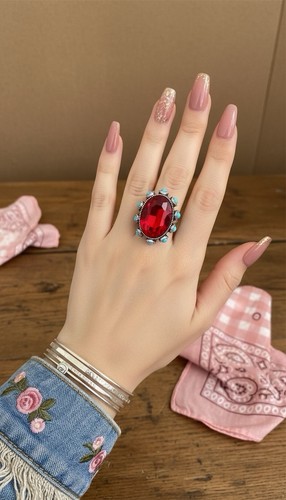 Boho red bling turquoise - boho,