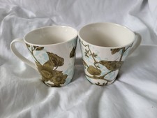 Portmeiron Cloverleaf Porcelain Fine China Cups x 2 White Green