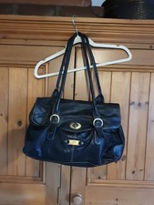 Rowallan Genuine Fine Leather Handmade Black Twin Handle Large Handbag