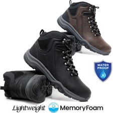 Mens Waterproof Hiking Boots Memory Foam Trekking Trail Ankle Trainers Shoes
