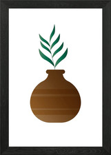 Abstract botanical vase Framed