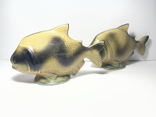Piranha ceramic fish figurines - ceramic,