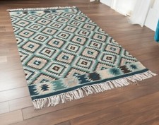 Blue Kilim PET Outdoor Indoor Blue Cream Diamond Rug 120 cm x 180 cm