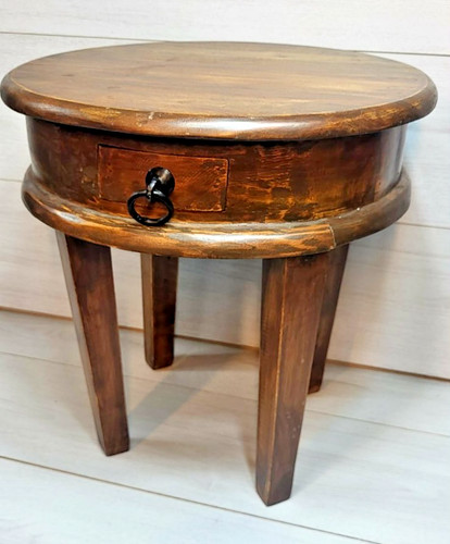 Rustic solid wood round side - rustic,