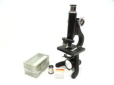 R & J Beck of London Microscope Model 10 - 3 Sets of Tasco Prepared Slides Boxed