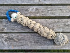 Tiller Tassel Wall Hanging Brass Handmade Bell Boat 15.5" Rope Narrowboat Blue