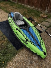 Intex Challenger Kayak One Man Inflatable Canoe with Aluminum Oars and Hand Pump