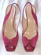 Ladies HOBBS Fushia Pink Sling Back Heels Sz 38.5 Wedding Summer Vgc!