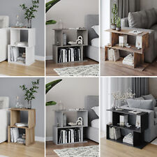 2-Tier Bookcase Irregular Storage Shelf Wooden Shelving Unit Display Organiser