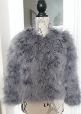 Grey Marabou Feather Bolero Jacket SIZE S UK 10