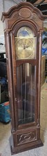 Dark Wood West Germany Grandfather Clock Westminster Chiming Hermle Mechanism