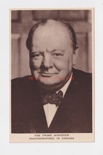 WINSTON CHURCHILL " PHOTOGRAPHED IN CANADA " POSTCARD E20C - 33