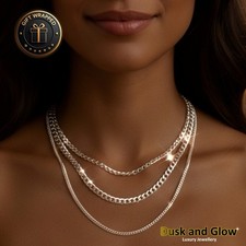 Uk Women Ladies Silver Chain