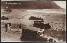 ABERYSTWYTH postcard Clarach Bay with 1930's cars