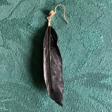 Pagan Black Single Feather Drop/Dangly 3” Earring Pagan Wiccan Jewellery