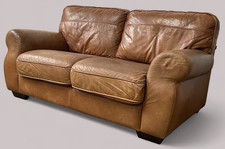 Vintage Heals Brown Leather Sofa Settee Seating DELIVERY*