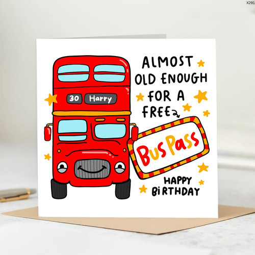 Funny bus pass birthday - funny,