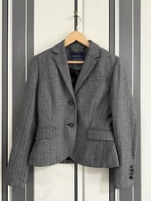 Jack Wills Women's Tweed Jacket Gray Herringbone, Size 10
