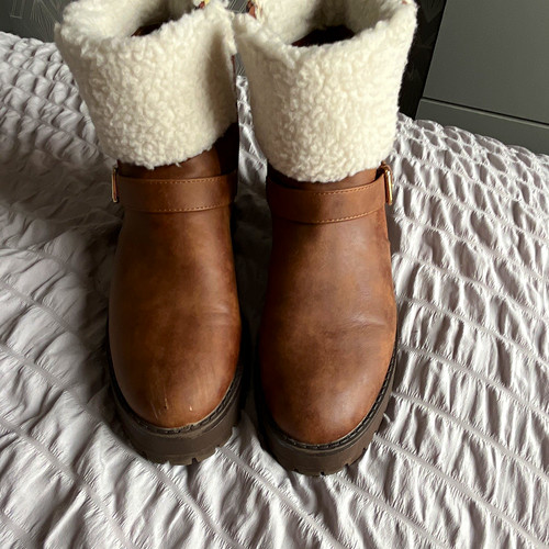 Brown faux leather ankle - faux,