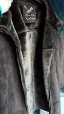 large ladies faux suede jacket dark choc brown soft fur effect lining 20 