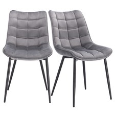 2/4x Kitchen Dining Chair Living Room Lounge Velvet Padded Chairs with Metal Leg