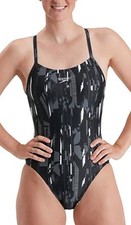 Speedo Allover Rippleback Womens Swimsuit Black Swimming Ladies Swim Suit