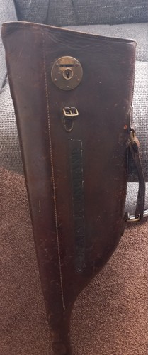 Brown leather leg mutton - of,