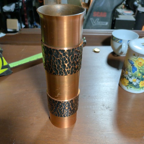 Vintage copper vase brutalist - copper,