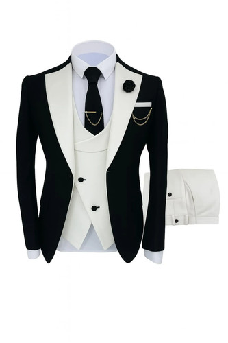 Men peak lapel suit black - peak,