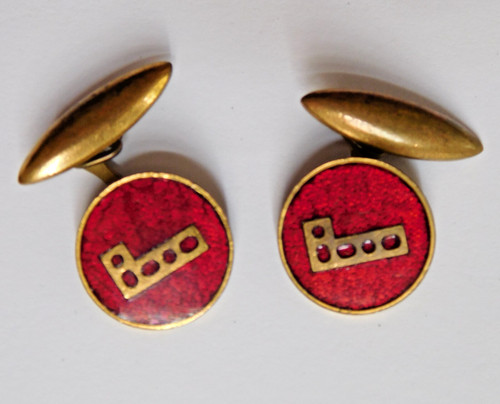 Vintage enamel cufflinks - , red