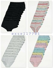 Girls 10 Pack Briefs Knickers Kids Underwear 100% Cotton George 2-15 Years