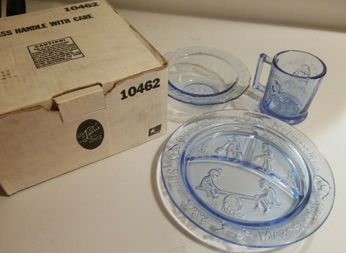 Vintage blue depression glass - vintage,