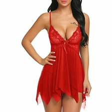 Women Sexy Valentine Lingerie Lace Babydoll Ladies Underwear Nightwear Sleepwear