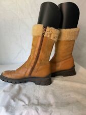 GABOR SPORTS WOMEN TAN LEATHER ZIP UP WINTER CHUNKY FLAT  ANKLE BOOTS UK 6 EUR 3