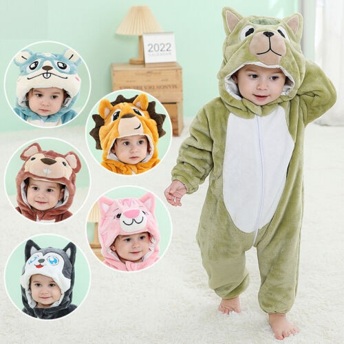 Baby playsuit flannel animal - playsuit,