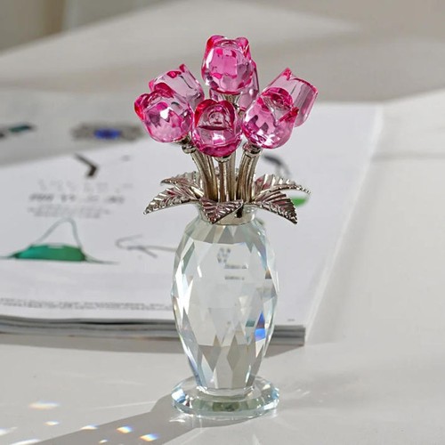 Crystal rose flower ornament - crystal,