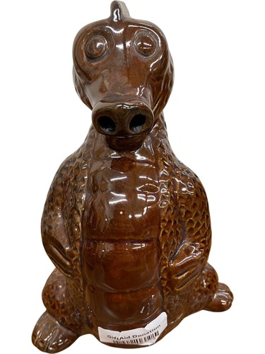 Vintage brown ceramic dragon - brown,