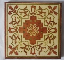 GORGEOUS REGAL SYMMETRICAL ENGLISH FLORAL DESIGN VICTORIAN TILE MOORISH 19TH C